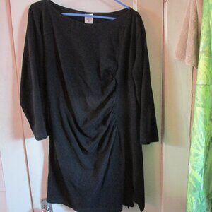 Black Earth Creations Ruched Tunic Dress Cotton Hemp XL Long Sleeves